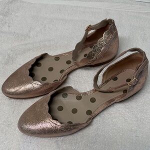 Boden Metallic Rose Gold Suede Elsie Ballet Flats Size 9.5